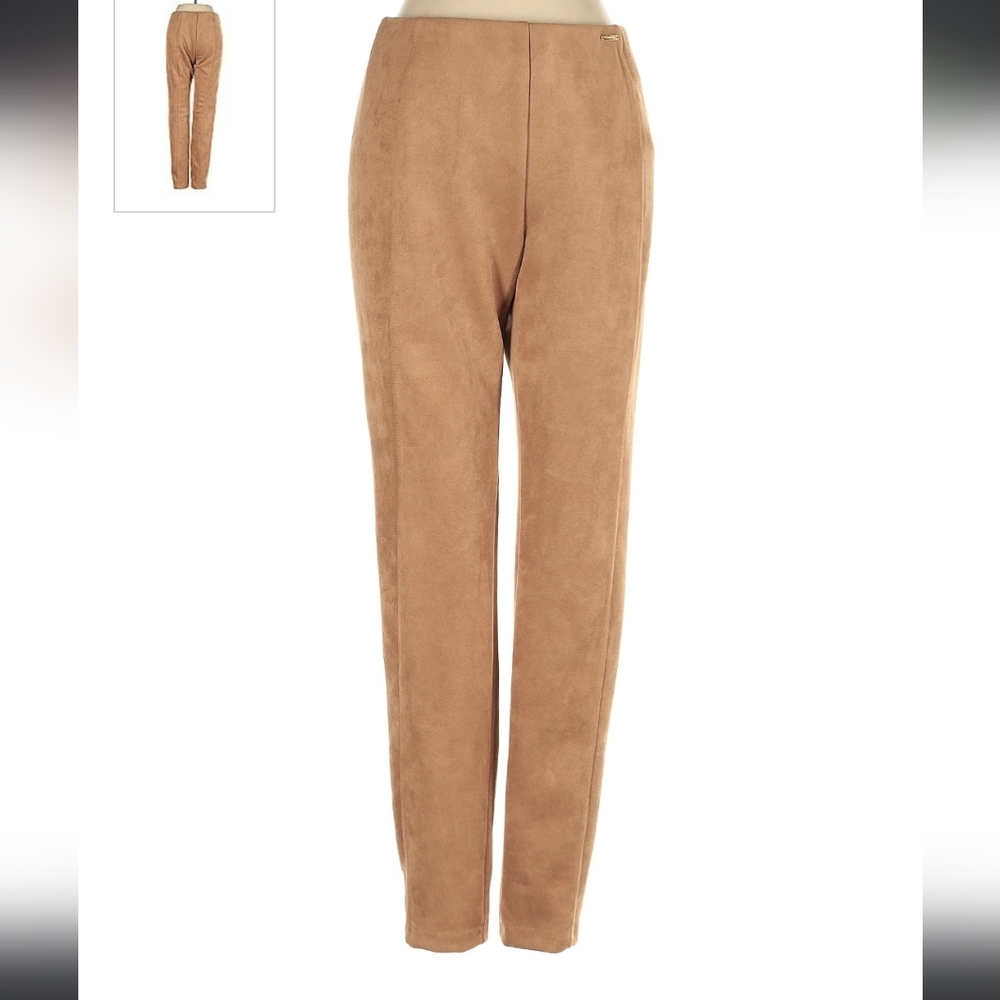 Tahari T 3X Faux Leather beige pants